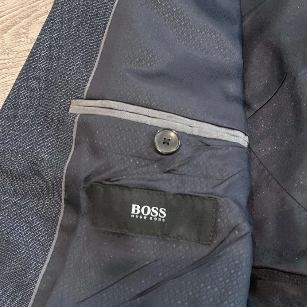 Hugo‎ Boss Blazer Mens 38R Navy Blue Lanificio Tesse Super 100 Wool Sport Coat